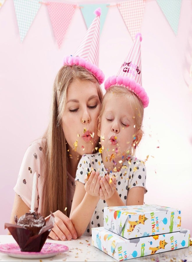 AirCool Birthday Wrapping Paper For Kids Baby Girls Boys, 6 Sheets Monkey Lion Elephant Giraffe Alligator Zebra Animals Party Design 20 x 28 inch Gift Paper for Birthday Baby Shower Kindergarten Newborn - Image 4
